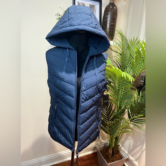 Lauren by Ralph Lauren Black Label Navy Stretch Puffer Vest Medium - Picture 2 of 11